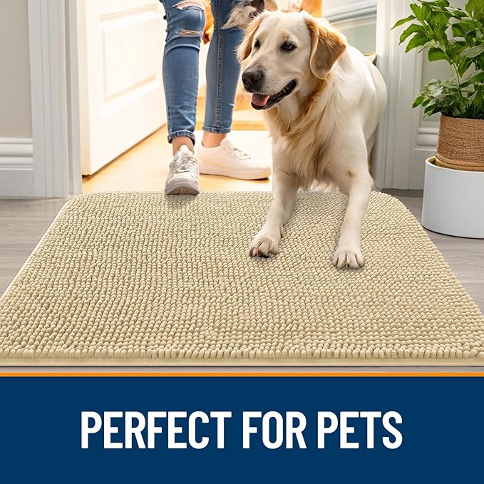 OLANLY Dog Door Mat for Muddy Paws 59x35, Absorbs Moisture and Dirt, Absorbent