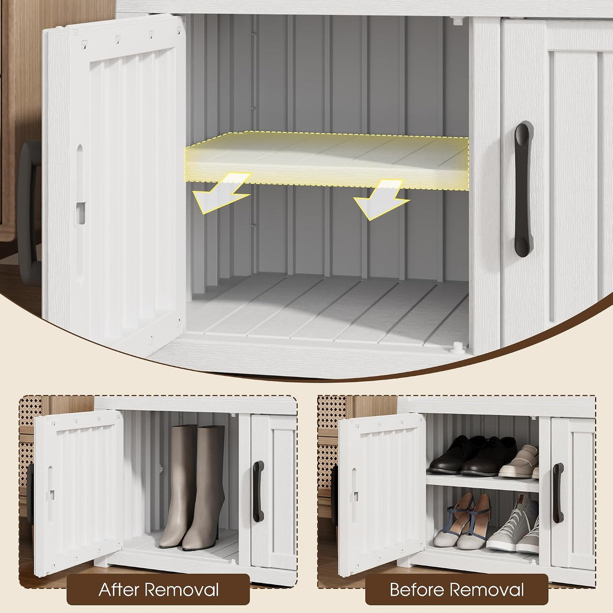 KAMABOKO Outdoor Shoe Storage Cabinet, White