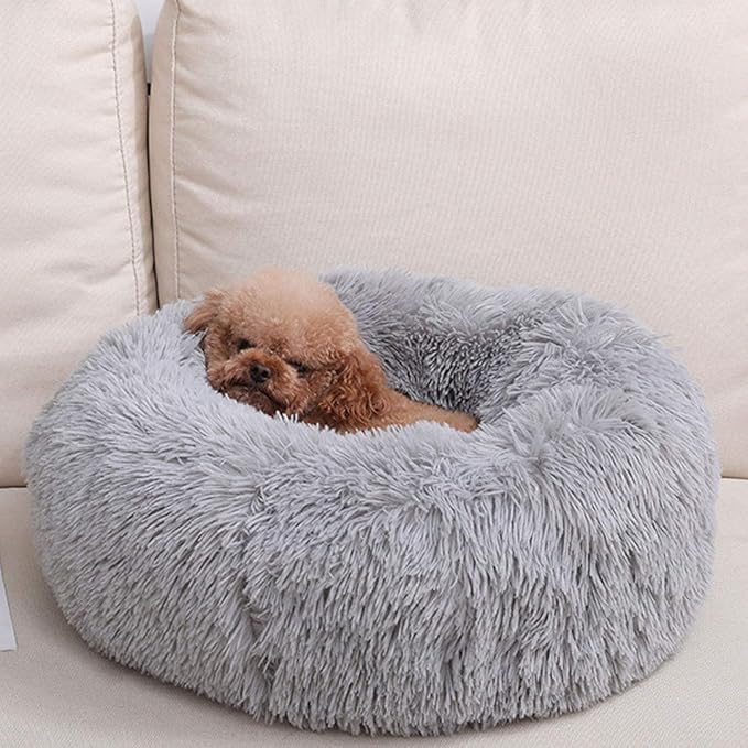 Warming Round Dog Bed for Small, Medium and Large Dogs & Cats, Short & Long Plush Pet Bed, Luxurious Faux Fur Donut Cuddler, Bolster Pet Bed & Sofa, Machine Washable 80CM 32Inch