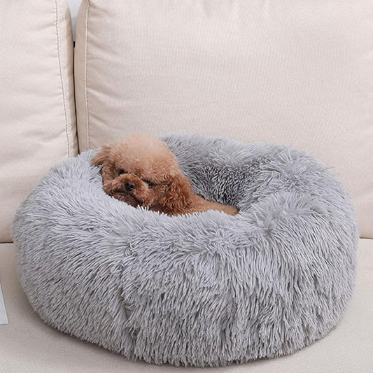 Warming Round Dog Bed for Small, Medium and Large Dogs & Cats, Short & Long Plush Pet Bed, Luxurious Faux Fur Donut Cuddler, Bolster Pet Bed & Sofa, Machine Washable 80CM 32Inch