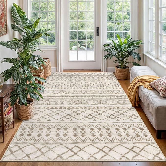 KUTA Area Rug 4x6 Boho, Moroccan Washable Rugs