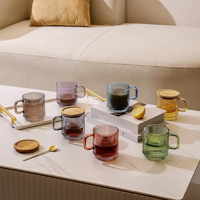Lysenn Glass Coffee Mug with Lid