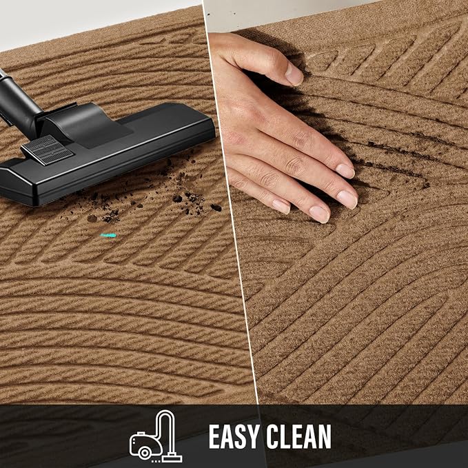 HIYARD Sturdy Front Door Mat, Absorbent Muddy Dirt Resist Welcome Door Mats