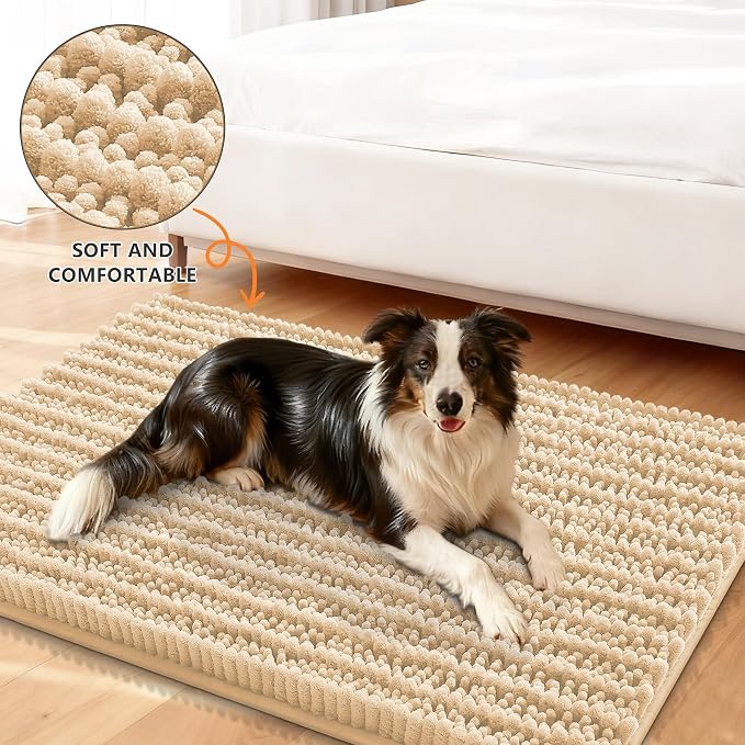 Smiry Dog Door Mat for Muddy Paws 24x16, Absorbent Dirt Trapper, Non-Slip