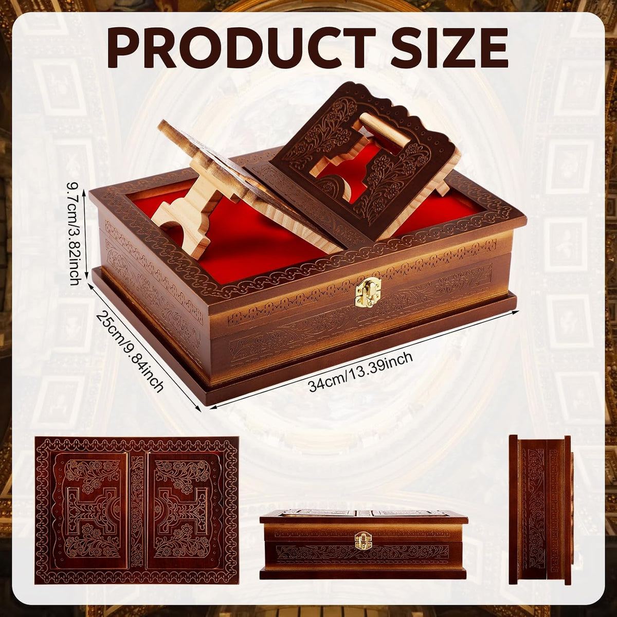 Yalikop Wooden Rehal Box Holy Book Stand Box Quran Bible Holder