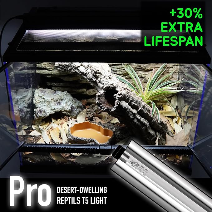 Upgraded T5 UVB Reptile Light, 10.0 UVB 8W German Made Fluorescent Lamp and Fixture Kit, for Desert-Dwelling Reptiles, Bearded Dragon,Tortoise, Snake, Strip Linear UVB Lamp Bulb