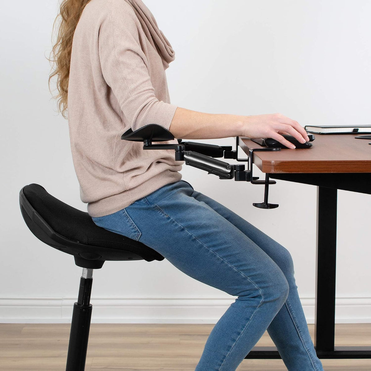 VIVO Black Clamp-on Adjustable Arm Rests, 2 Pack, MOUNT-ARM02P
