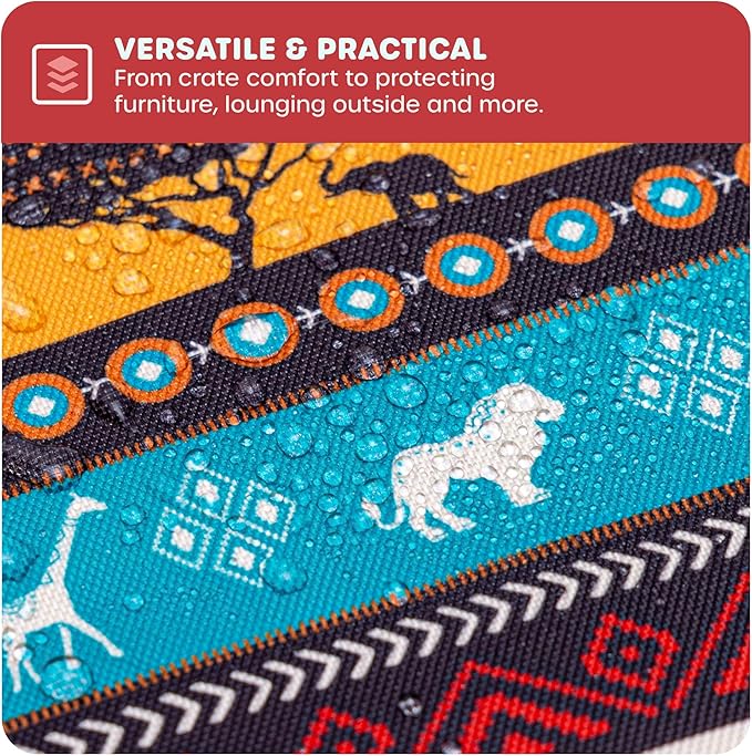 Downtown Pet Supply Dog Crate Pad, 35" x 22" - Waterproof, Ripstop Nylon Dog Crate Mat Chew Proof and Machine Washable - Kalahari - L