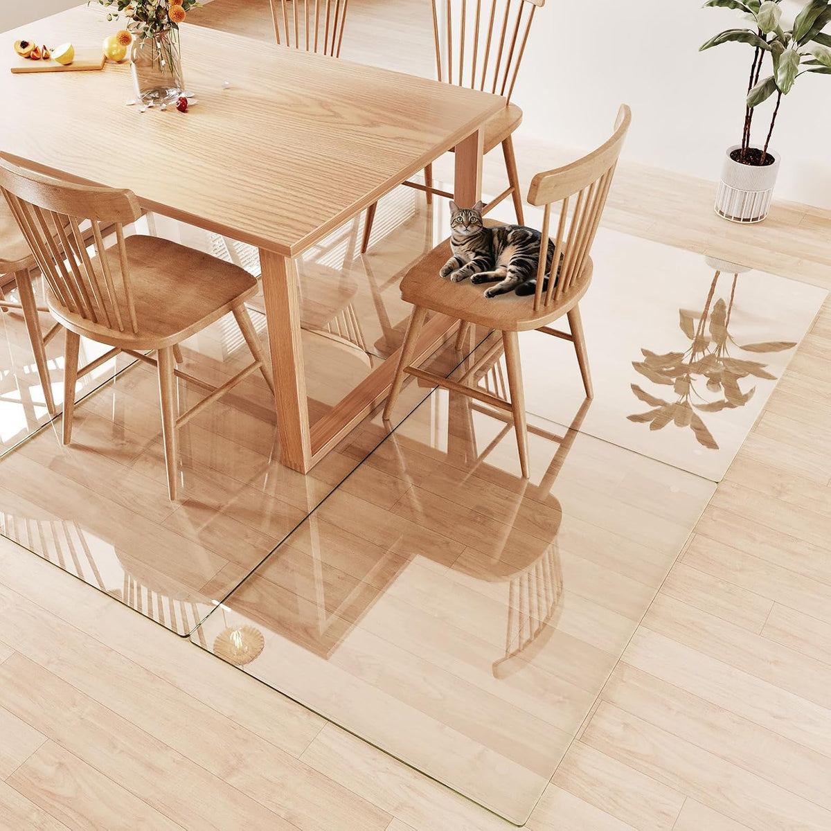 Tempered Glass Chair Mat for Carpet 48"x36", Floor Protector