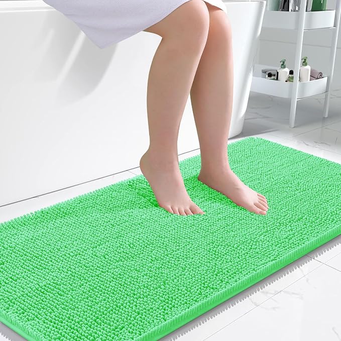 OLANLY Bathroom Runner Rugs 47x24, Soft Absorbent Chenille Bath Rugs, Rubber