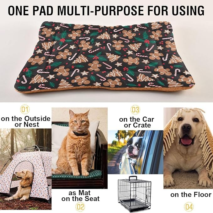 Cookie Gingerbread Man Pet Bed Cute Dog Bed Mat Absorbing Non Slip Pad Pet Sleeping Mat for Small, Medium, and Large Dogs Puppy Cat 24 in x 18 in