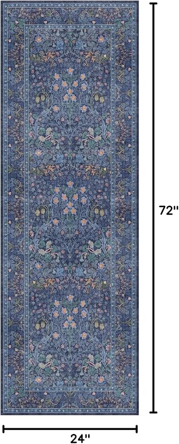Hazo Haus Non Slip 2x6 Dark Blue Kitchen Runner Rug