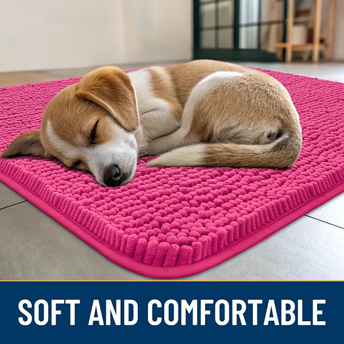 Smiry Dog Door Mat for Muddy Paws 47x24, Absorbent Dirt Trapper, Non-Slip