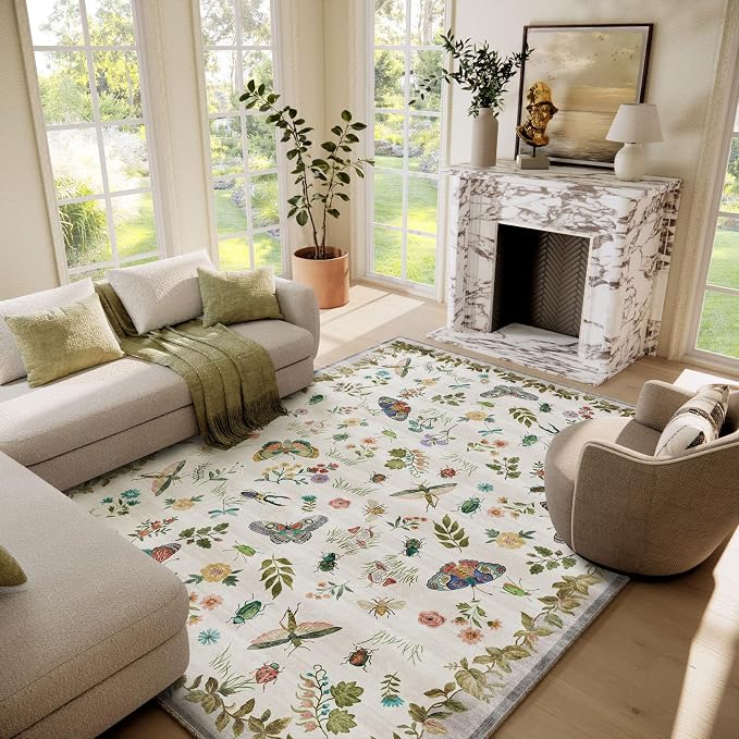 6x9 Area Rugs for Living Room: Washable Bedroom Rug Vintage Rugs Indoor Stain