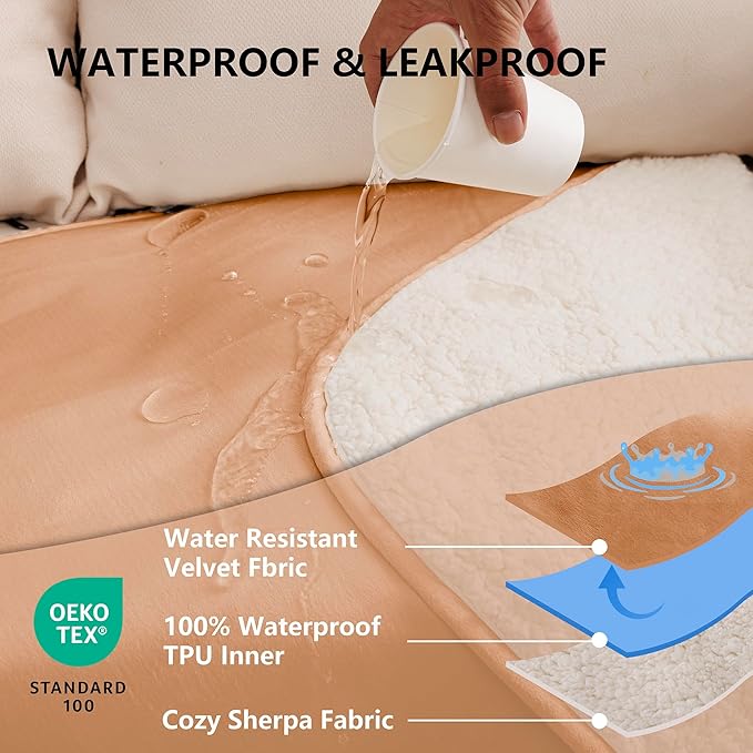 Waterproof Dog Blanket for Small Dog, Leak Proof Pet Couch Sherpa Throw Blankets for Cat, Reversible Sofa Bed Protector Machine Washable-25 x35,Orange