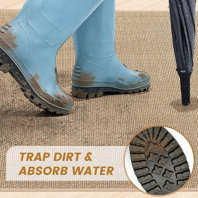 SMILOOL Front Door Mat Indoor Entrance, Dirt Resistant and Absorbent Washable