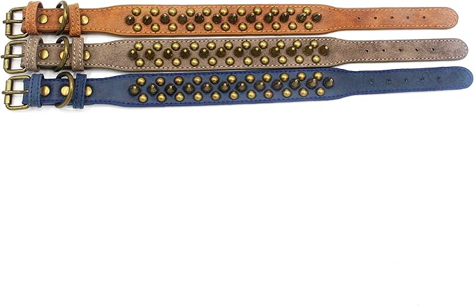Spiked Dog Collar Soft Pu Leather Mushrooms Rivet Spike Studded Puppy Adjustable Pet Collars for Small Breeds (XS, Blue1)