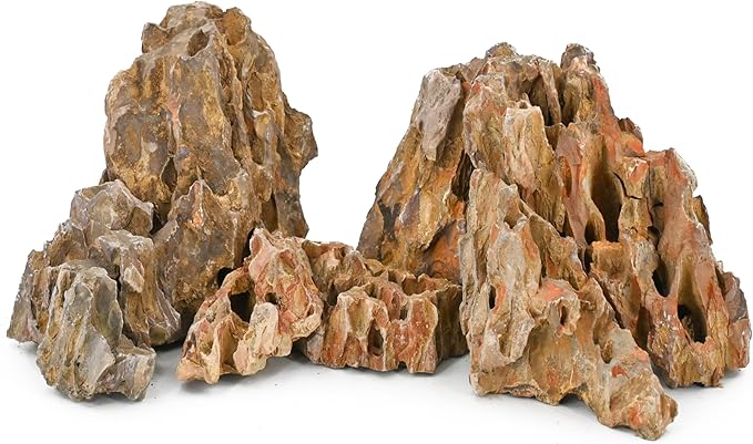 kecilke Natural Stone Aquarium Rocks Dragon Stone Rock 2-6 inches Rocks for Aquariums, Fish Tank Decoration & Landscaping Models-10LB