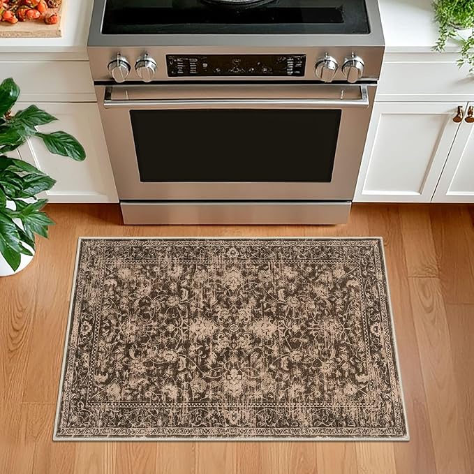 KILOCOCO Small Area Rug 2x3 Entryway Rugs Washable Rug Printed Vintage Floral