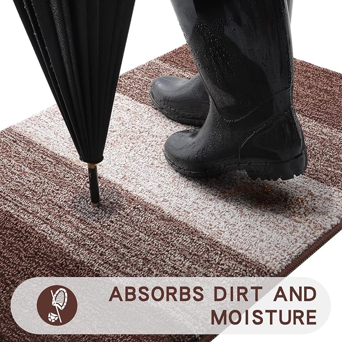 Kitinjoy Indoor Outdoor Door Mat, 48x30 Non-Slip Absorbent Dirt Trapper