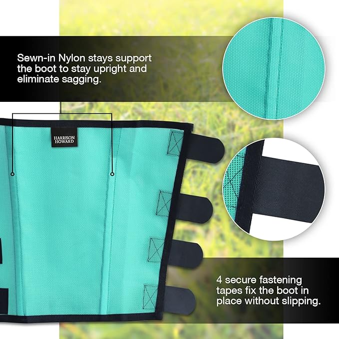 Harrison Howard Loose Fitting Fly Boots UV-Protective Extra Tough Mesh Ventilated Four Fasteners Stay-on Design Protect Horse Legs & Stomp-Reducing Set of 4 Mint Mini