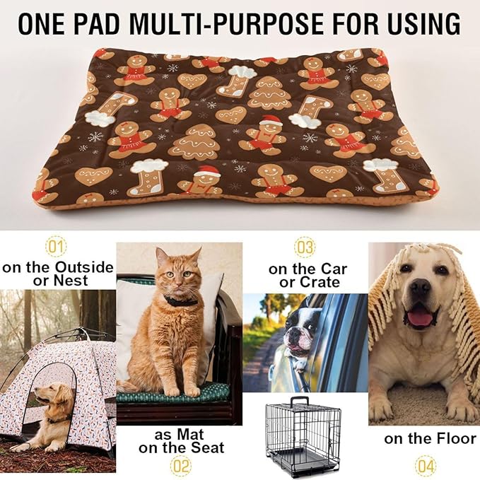 Pet Bed Christmas Gingerbread Cookies Dog Bed Mat Absorbing Non Slip Pad Pet Sleeping Mat for Small, Medium, and Large Dogs Puppy Cat 36 in x 24 in