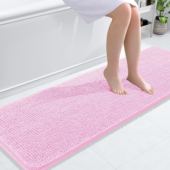 OLANLY Bathroom Runner Rugs 59x20, Extra Soft Absorbent Chenille Bath Rugs