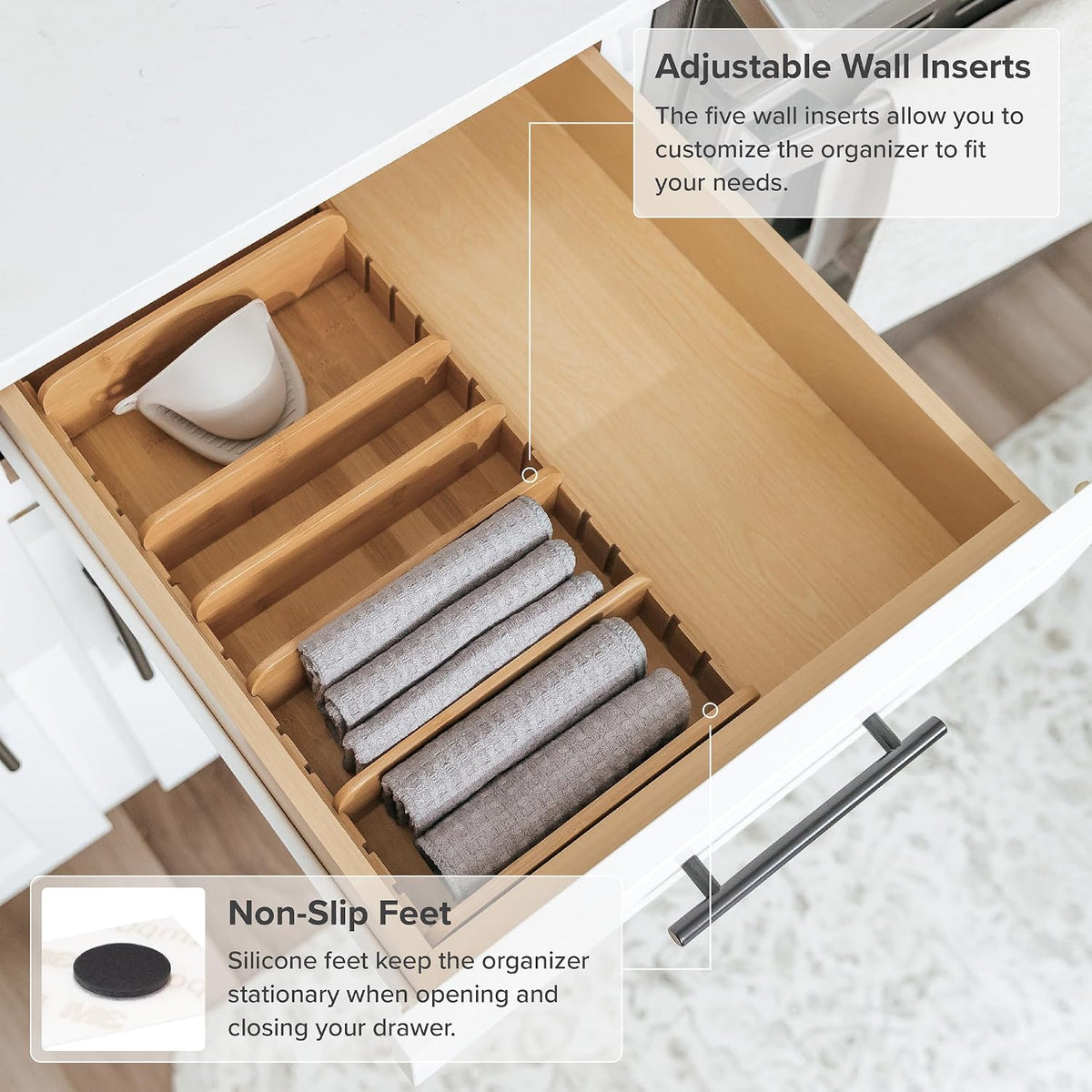 KitchenEdge Kitchen Towel & Storage Organizer, Bamboo