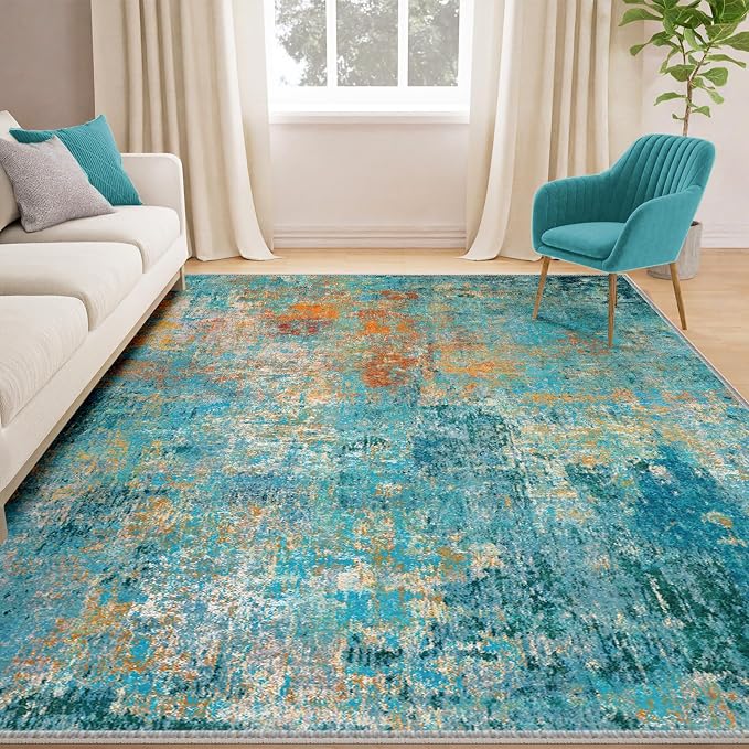 RELEANY Washable Area Rugs 5'x7' Non-Slip Modern Abstract Soft