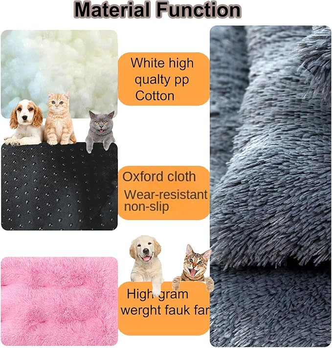 Dog Crate Mat, Dog Bed for Large Dogs, Comfy Fluffy Kennel Pad Anti-Slip for Dog beds & Furniture, Quilted Dog Bed for Pets for Medium/Small Dogs Cats (Color : Pink 3, Size : 43x29)