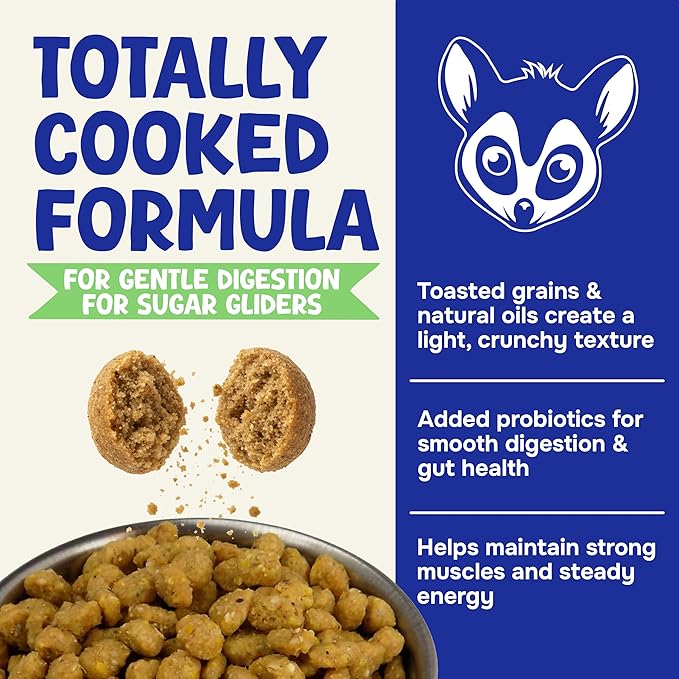 Happy Glider Premium Sugar Glider Food - High Protein, Calcium, Vitamins and Minerals, Complete Nutrition for Small Animals and Exotic Pets, 2 Months Supply - Fruity, 1.5 lbs