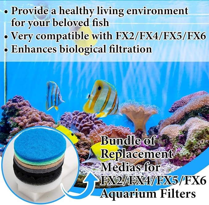 31 Pcs Compatible with Fluval Fx4/Fx5/Fx6 Replacement Filter Media, 3 Foam Block