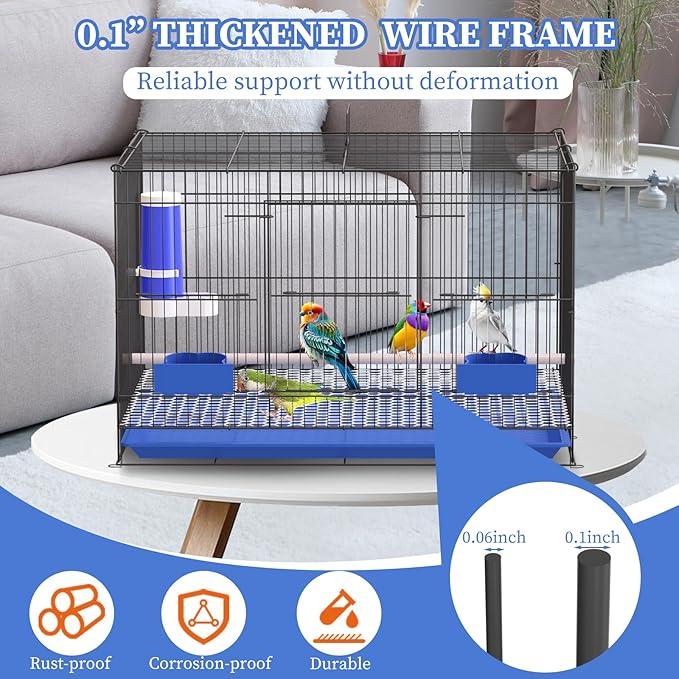Pet Iron Bird Cage for Small Birds, Large Size 20 Inch for Parrots, Rutin Chicken, Hamster, Parakeet, Cockatiel, Lovebird, Parrotlet (2PCS)
