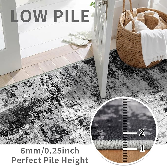 2x6 Washable Runner Rugs for Hallway: Easy-to-Clean Abstract Runners for