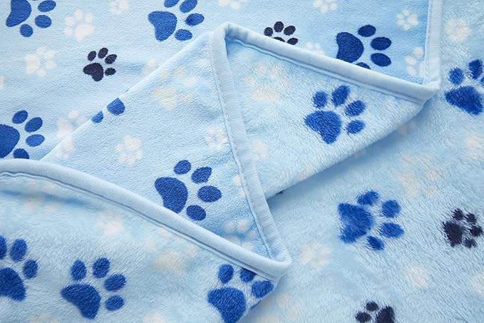 Allisandro Luxurious Dog Blanket, Extra Softness 350 GSM Flannel Fleece Pet Throw for Small Medium and Large Dogs Puppies and Cats, Blue, 40 × 32 Inches
