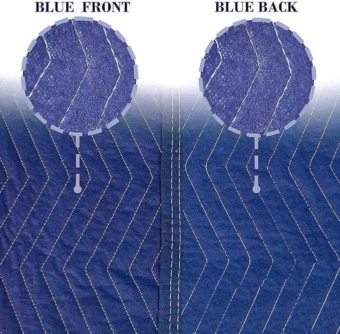 4 Pack Moving Blankets Heavy Duty 80"x72" Quilted Packing Blankets for Moving Furniture Padded Shipping Furniture Mover Blue