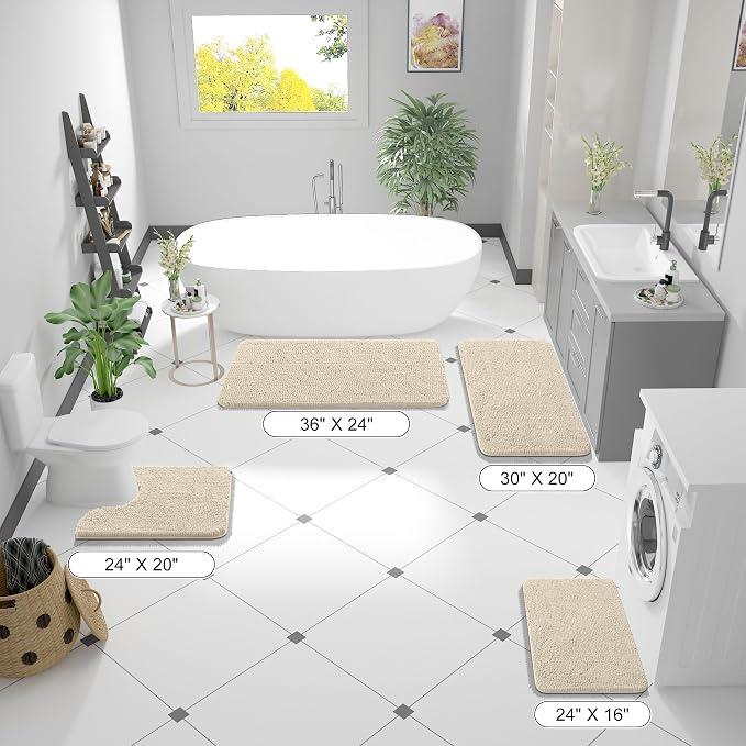 OLANLY Bathroom Rugs 30x20, Extra Soft Absorbent Chenille Bath Rugs, Rubber
