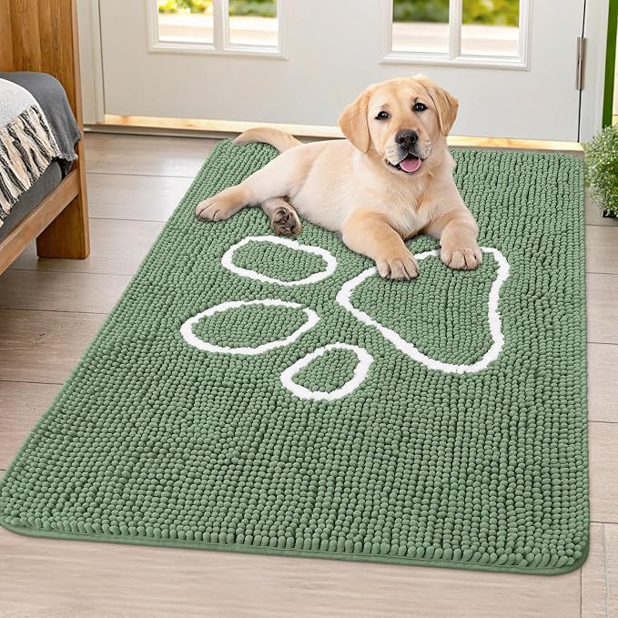 Smiry Dog Door Mat for Muddy Paws, Absorbent Dirt Trapper Non Slip Quick Dry