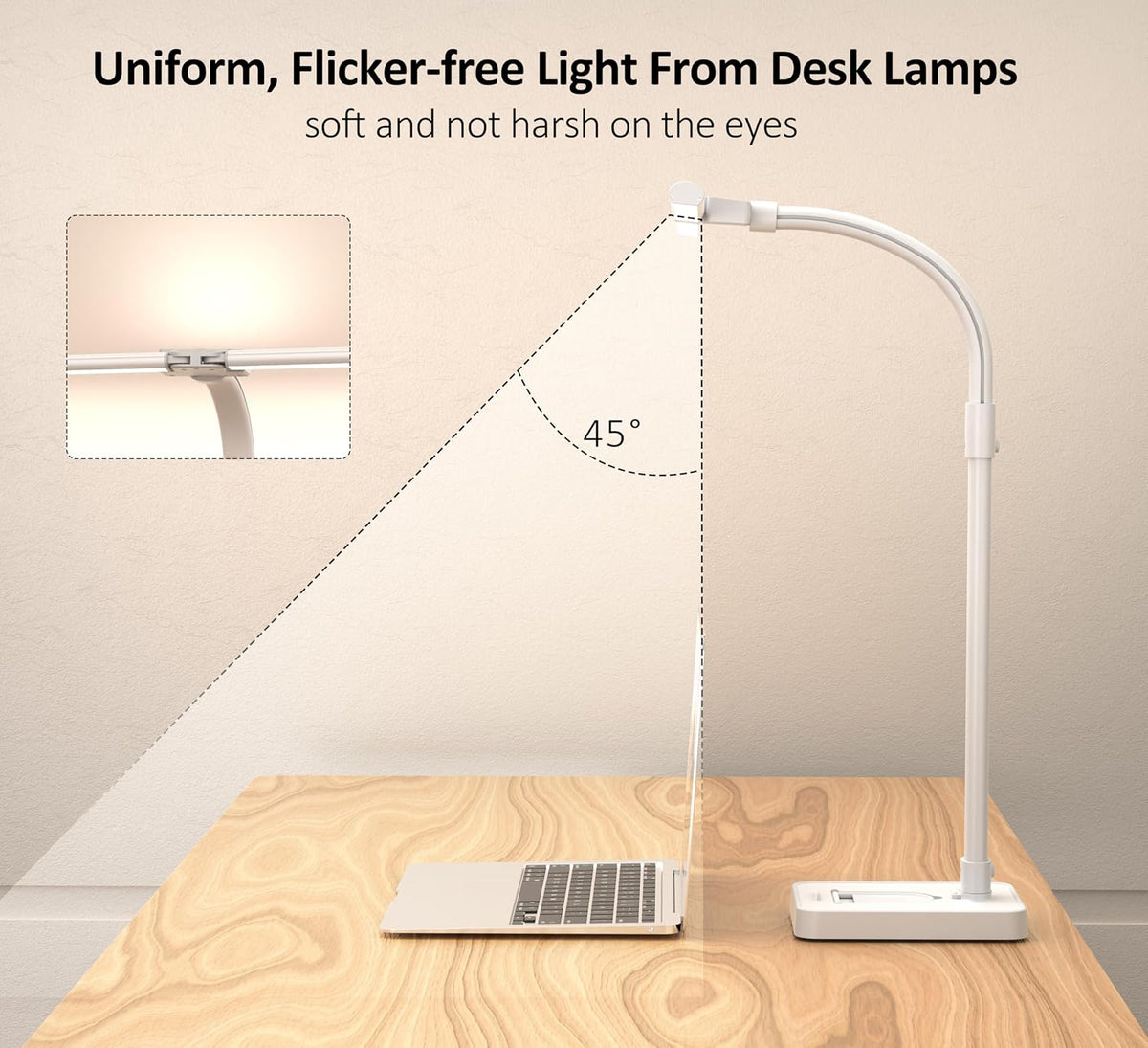Double Head LED Desk Lamp, Architect Desk Lamps for Home Office, 24W Brightest Workbench Office Lighting-5 Color Modes and 5 Dimmable Eye Protection Modern Desk Lamp (White-Desktop, Big)