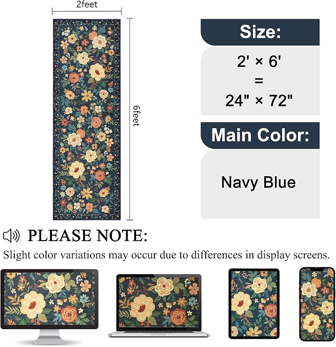 DUKINO 2x6 Runner Rug for Hallway, Washable Kitchen Runner Rug