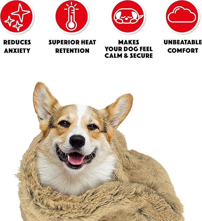 The Dog’s Blanket – Faux Fur Dog Blanket, Beige, Large, 28x42