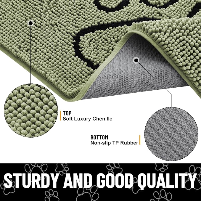 Smiry Dog Door Mat for Muddy Paws, Absorbent Dirt Trapper Non Slip Quick Dry