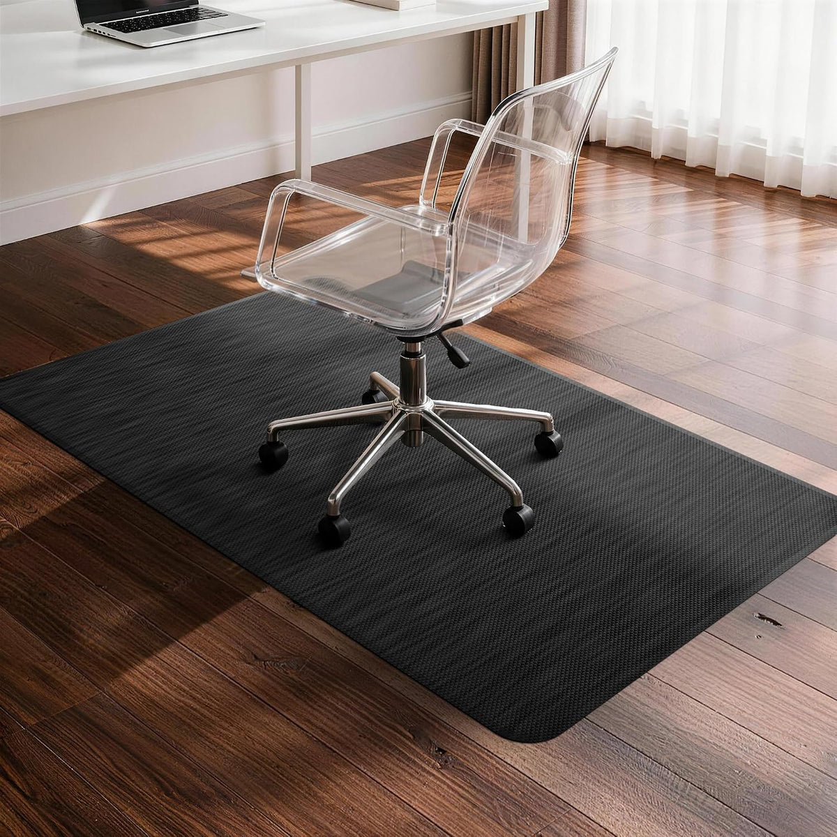 Office Chair Mat for Hardwood Floor 36" x 48", Black PVC Floor Protector