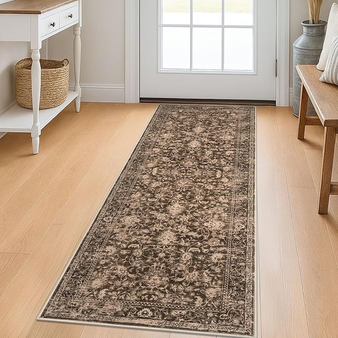 KILOCOCO Hallway Runner 2x5 Kitchen Runner Rug Printed Floral Non-Slip Washable