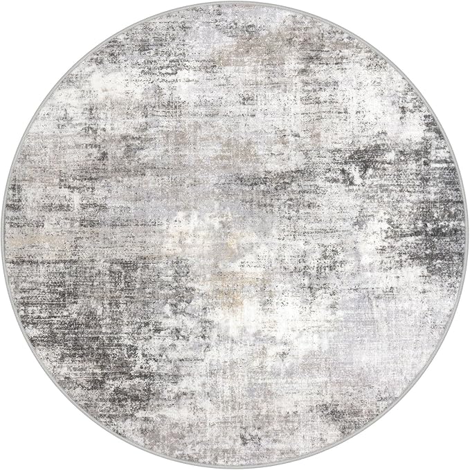 IOHOUZE Abstract Round Area Rug 6 Ft Washable Circle Rugs Large Round Rug Non