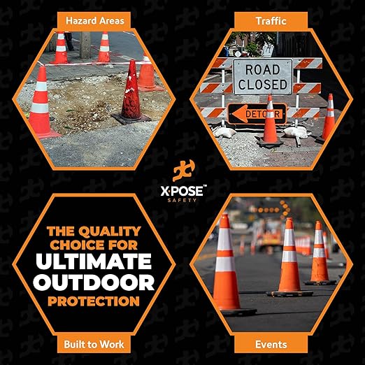 Xpose Safety 36 Inch Orange Traffic Cones with 6" & 4" Collars - Bulk Full Pallet 252-Pack - Multipurpose PVC Plastic Safety Cone for Parking, Soccer, Caution, Kids and Construction - DOT Approved