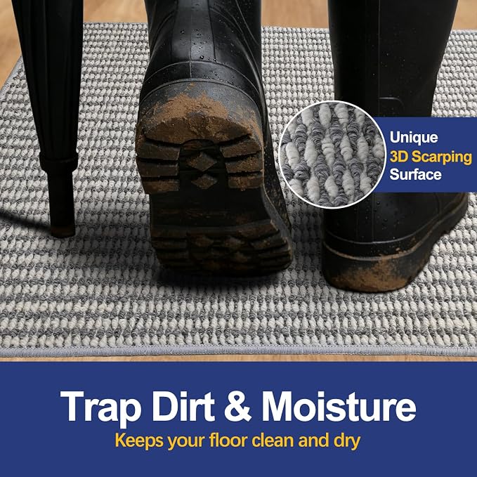 Dirt Trapping Door Mat 36x60, 3D Scarping Surface Doormat