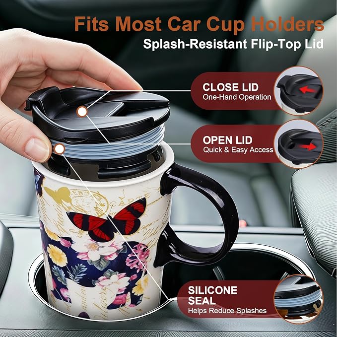 Topadorn 17oz Ceramic Travel Mug