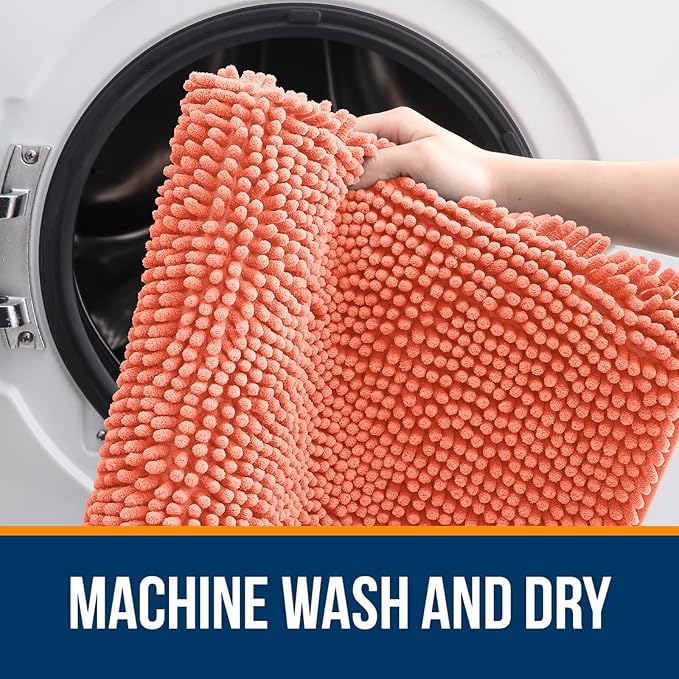 OLANLY Small Bathroom Rugs 24x16, Extra Soft Absorbent Chenille Bath Rugs