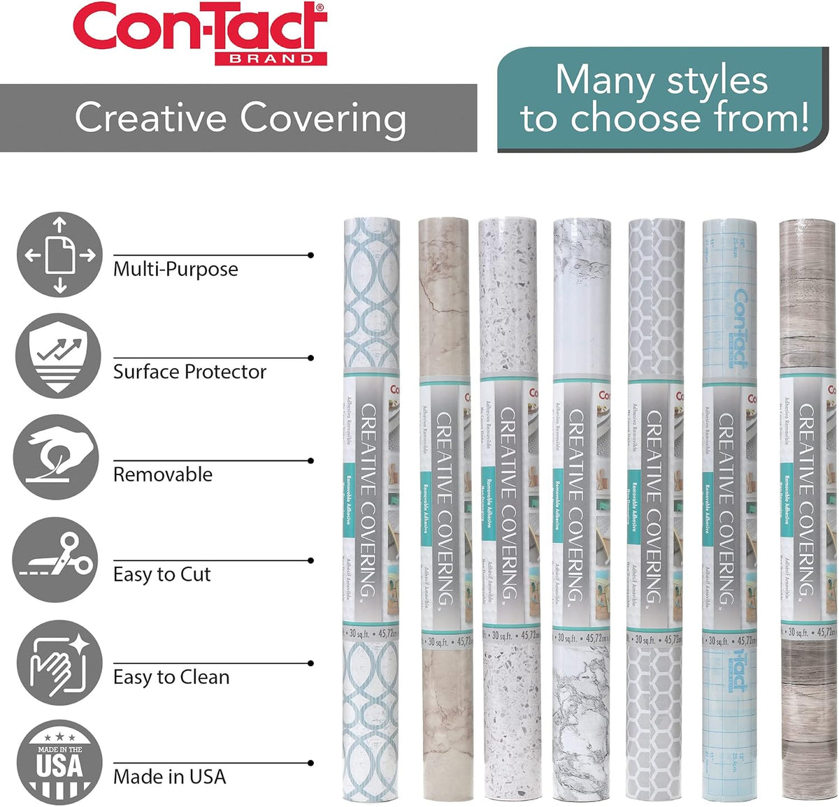 Con-Tact Brand Creative Covering, Self-Adhesive Shelf Liner, Multi-Purpose Vinyl Roll, Easy to Use and Apply, 18'' x 16', Granite